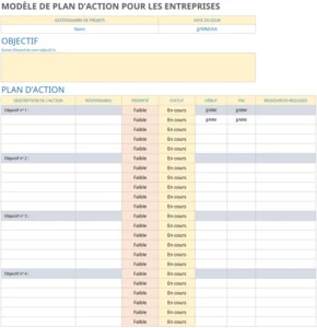 plan-action-professionnelle-excel-modèle